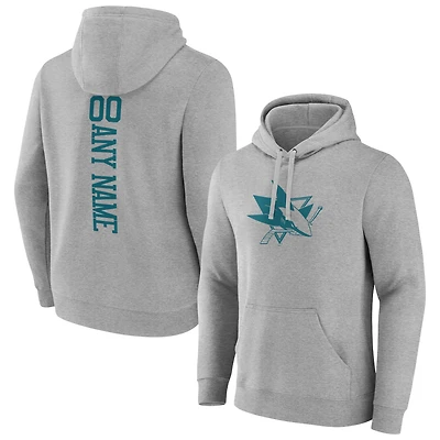 Men's Heather Gray San Jose Sharks Personalized Name & Number Pullover Hoodie
