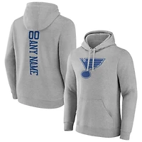 Men's Heather Gray St. Louis Blues Personalized Name & Number Pullover Hoodie