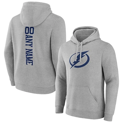 Men's Heather Gray Tampa Bay Lightning Personalized Name & Number Pullover Hoodie
