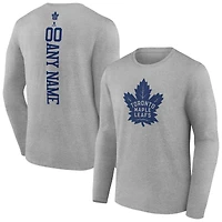 Men's Heather Gray Toronto Maple Leafs Personalized Name & Number Long Sleeve T-Shirt