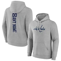 Men's Heather Gray Washington Capitals Personalized Name & Number Pullover Hoodie