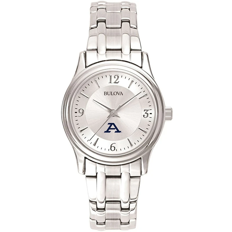 Women's Bulova Silver Akron Zips Silver-Tone Dial Stainless Steel Quartz Watch