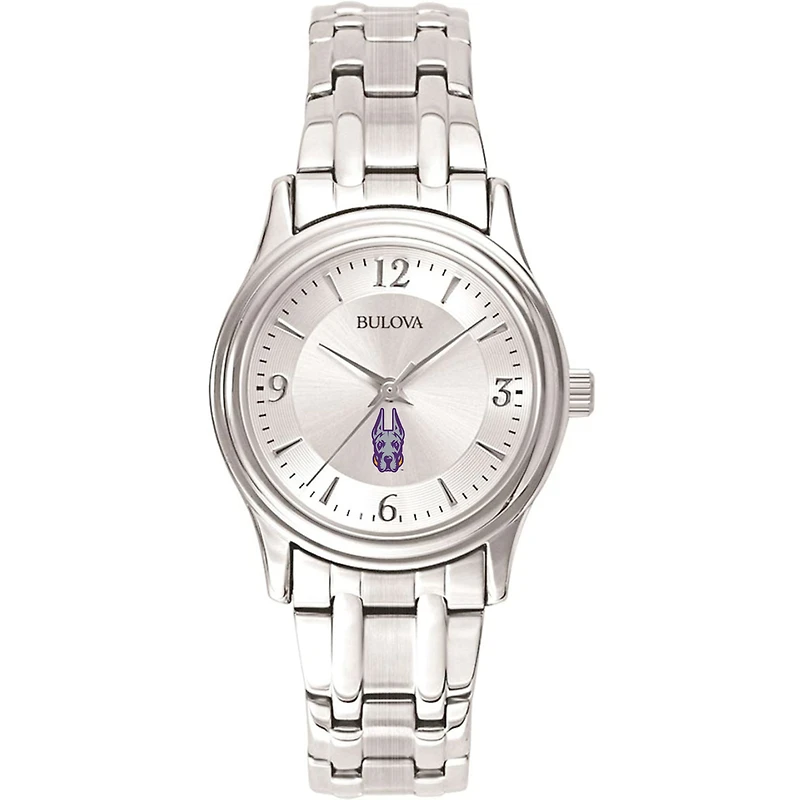 Women's Bulova Silver UAlbany Great Danes Silver-Tone Dial Stainless Steel Quartz Watch