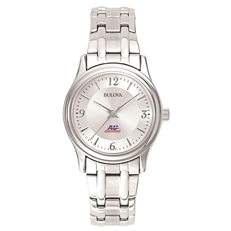 Women's Bulova Silver Alfred University Saxons Silver-Tone Dial Stainless Steel Quartz Watch
