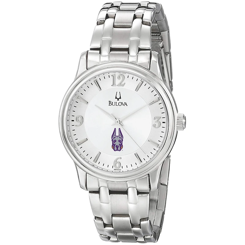 Men's Bulova Silver UAlbany Great Danes Stainless Steel Quartz Watch