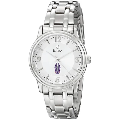 Men's Bulova  Silver UAlbany Great Danes Stainless Steel Quartz Watch