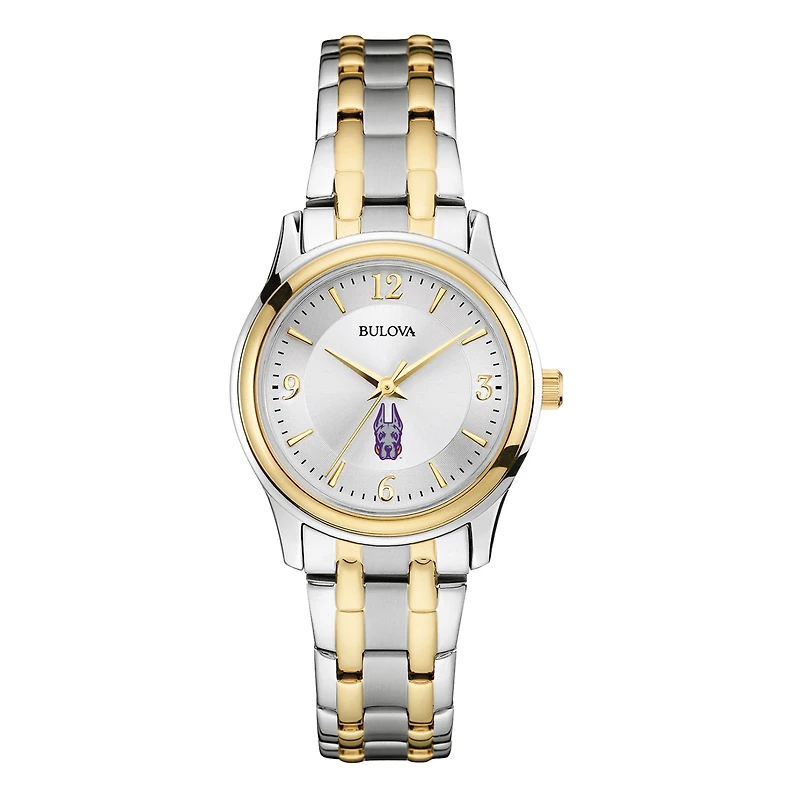 Women's Bulova  Silver/Gold UAlbany Great Danes Two-Tone Stainless Steel Watch