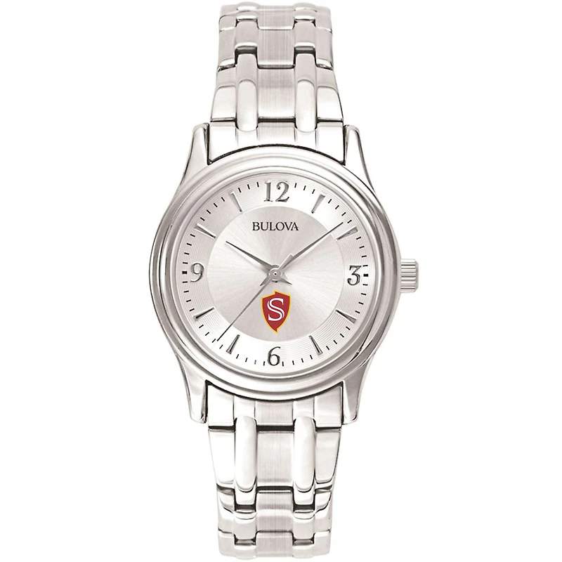 Women's Bulova Silver Cal State Stanislaus Warriors Silver-Tone Dial Stainless Steel Quartz Watch