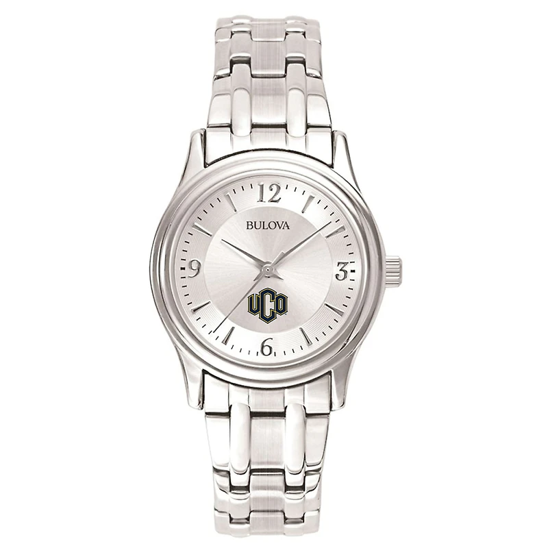 Women's Bulova Silver Central Oklahoma Bronchos Silver-Tone Dial Stainless Steel Quartz Watch