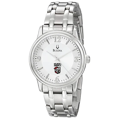 Men's Bulova  Silver Belmont Abbey Crusaders Stainless Steel Quartz Watch