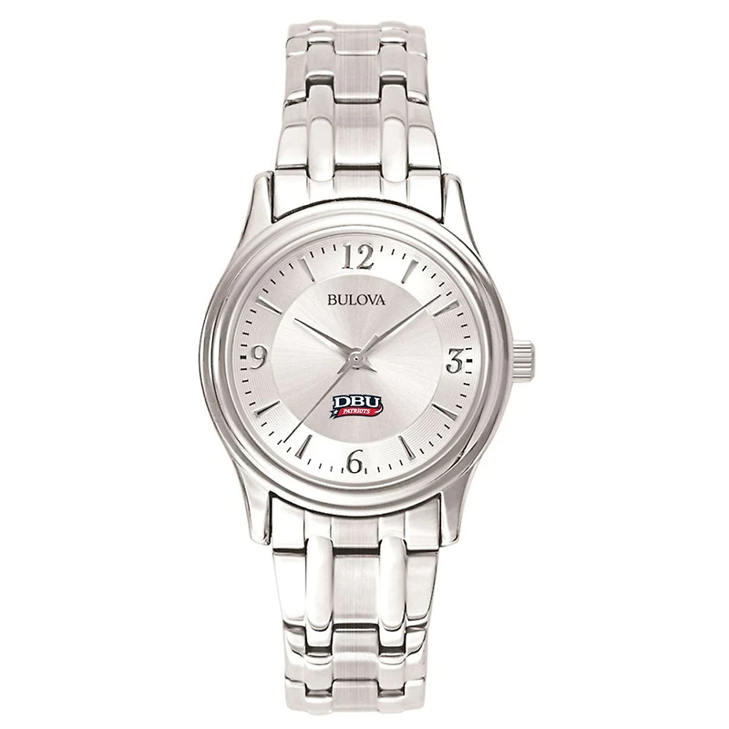 Women's Bulova Silver Dallas Baptist Patriots Silver-Tone Dial Stainless Steel Quartz Watch