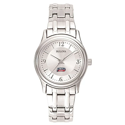 Women's Bulova Silver Dallas Baptist Patriots Silver-Tone Dial Stainless Steel Quartz Watch