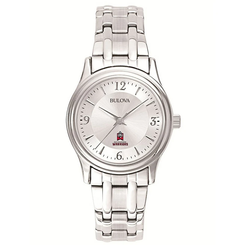 Women's Bulova Silver East Stroudsburg Warriors Silver-Tone Dial Stainless Steel Quartz Watch