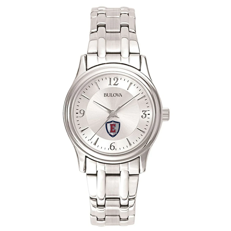 Women's Bulova Silver Eastern Connecticut State Warriors Silver-Tone Dial Stainless Steel Quartz Watch