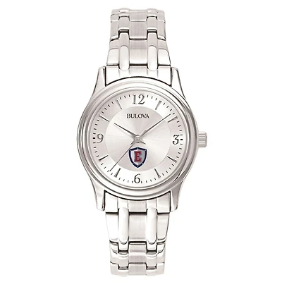 Women's Bulova Silver Eastern Connecticut State Warriors Silver-Tone Dial Stainless Steel Quartz Watch
