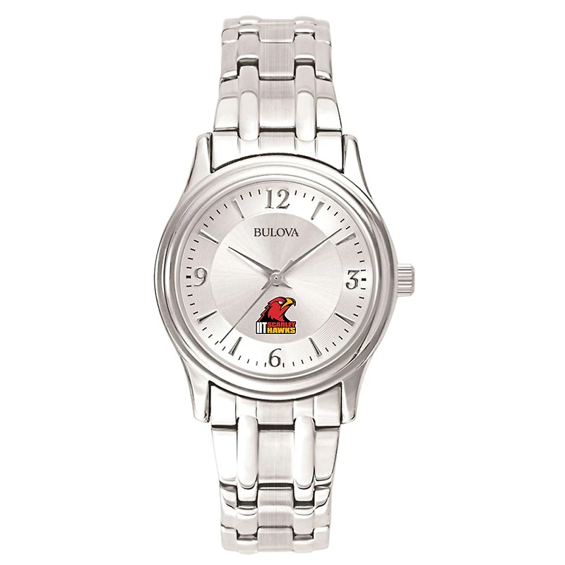 Women's Bulova Silver Illinois Tech Scarlet Hawks Silver-Tone Dial Stainless Steel Quartz Watch