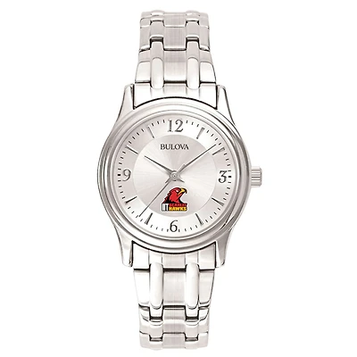 Women's Bulova Silver Illinois Tech Scarlet Hawks Silver-Tone Dial Stainless Steel Quartz Watch
