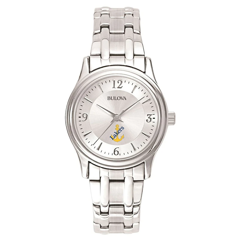 Women's Bulova Silver Lake Superior State Lakers Silver-Tone Dial Stainless Steel Quartz Watch