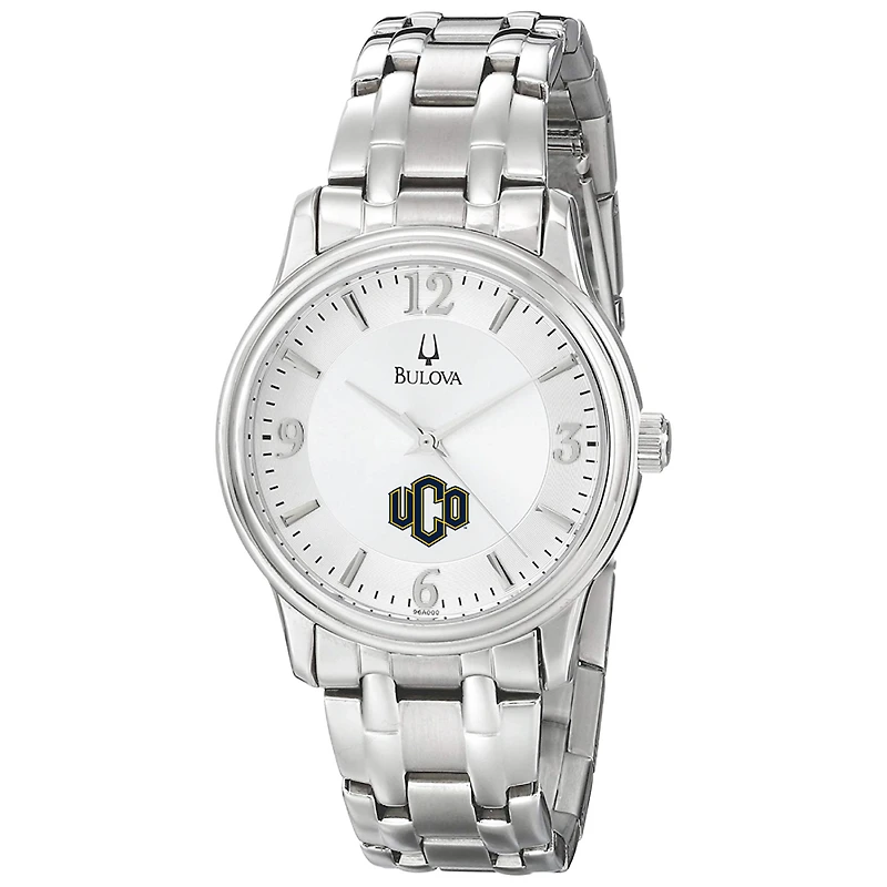 Men's Bulova  Silver Central Oklahoma Bronchos Stainless Steel Quartz Watch