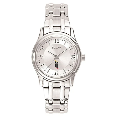 Women's Bulova Silver University of Maryland Baltimore Silver-Tone Dial Stainless Steel Quartz Watch