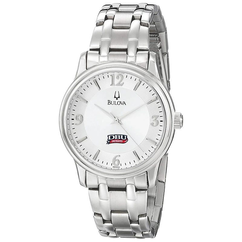 Men's Bulova Silver Dallas Baptist Patriots Stainless Steel Quartz Watch