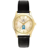 Women's Bulova  Gold/Black University of Baltimore Stainless Steel Watch with Leather Band