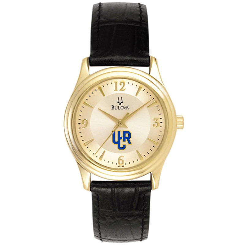 Women's Bulova Gold/Black UC Riverside Highlanders Stainless Steel Watch with Leather Band