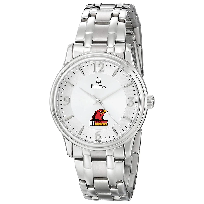 Men's Bulova  Silver Illinois Tech Scarlet Hawks Stainless Steel Quartz Watch