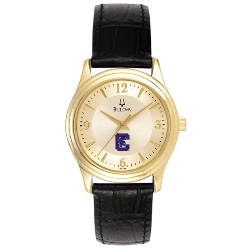 Women's Bulova Gold/Black Capital University Comets Stainless Steel Watch with Leather Band