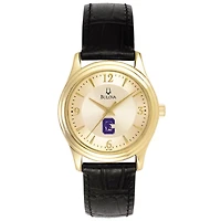 Women's Bulova  Gold/Black Capital University Comets Stainless Steel Watch with Leather Band