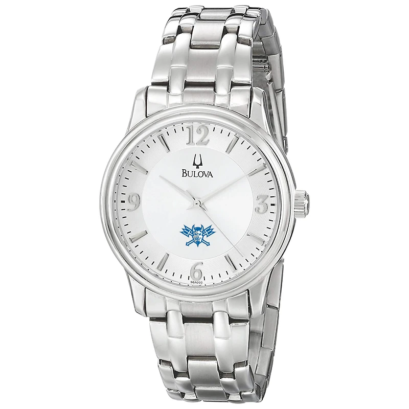 Men's Bulova  Silver Lawrence Technological University Blue Devils Stainless Steel Quartz Watch