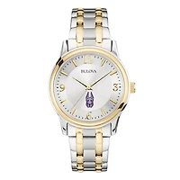 Men's Bulova  Silver/Gold UAlbany Great Danes Two-Tone Stainless Steel Watch