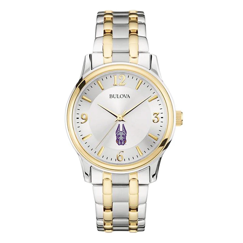 Men's Bulova  Silver/Gold UAlbany Great Danes Two-Tone Stainless Steel Watch