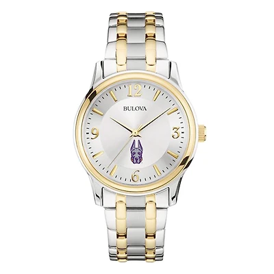 Men's Bulova Silver/Gold UAlbany Great Danes Two-Tone Stainless Steel Watch