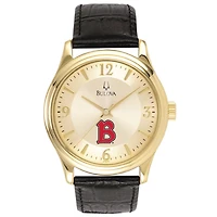 Men's Bulova  Gold/Black Benedictine Eagles Stainless Steel Watch with Leather Band