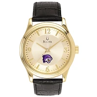 Men's Bulova  Gold/Black Bethel Wildcats Stainless Steel Watch with Leather Band