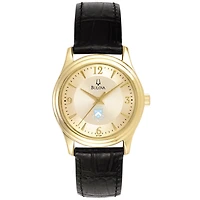 Women's Bulova  Gold/Black Columbia University Stainless Steel Watch with Leather Band