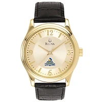 Men's Bulova  Gold/Black Carleton Knights Stainless Steel Watch with Leather Band