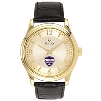 Men's Bulova  Gold/Black Carlow University Celtics Stainless Steel Watch with Leather Band