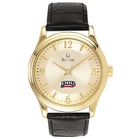 Men's Bulova  Gold/Black Dallas Baptist Patriots Stainless Steel Watch with Leather Band
