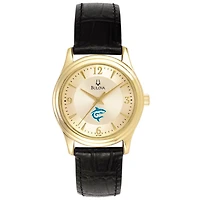 Women's Bulova  Gold/Black Hawaii Pacific Sharks Stainless Steel Watch with Leather Band