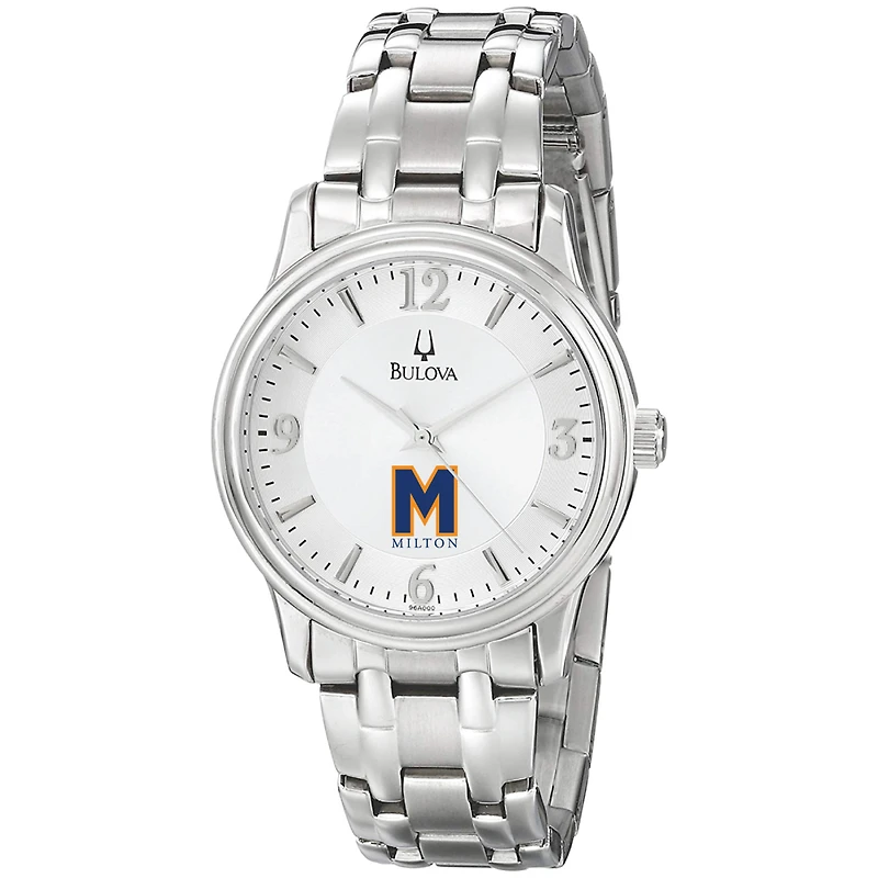 Men's Bulova Silver Milton Academy Mustangs Stainless Steel Quartz Watch
