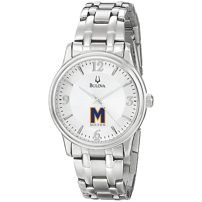 Men's Bulova Silver Milton Academy Mustangs Stainless Steel Quartz Watch