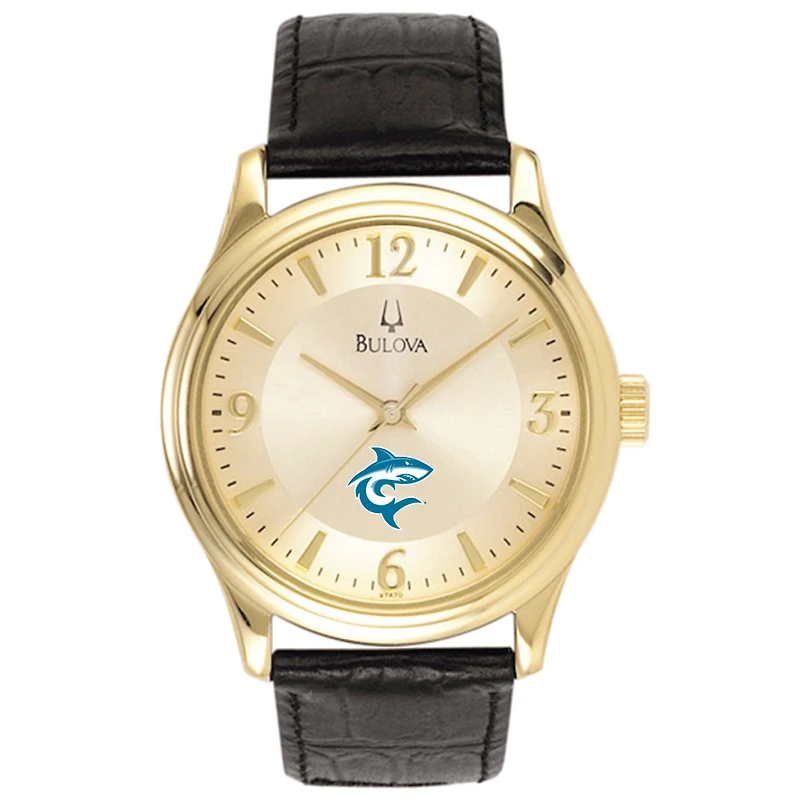 Men's Bulova Gold/Black Hawaii Pacific Sharks Stainless Steel Watch with Leather Band