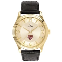 Men's Bulova  Gold/Black Iona University Gaels Stainless Steel Watch with Leather Band