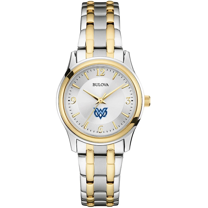 Women's Bulova  Silver/Gold Mississippi University for Women Owls Two-Tone Stainless Steel Watch
