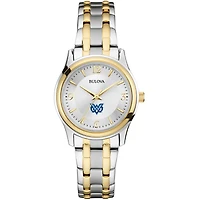 Women's Bulova  Silver/Gold Mississippi University for Women Owls Two-Tone Stainless Steel Watch