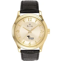 Men's Bulova  Gold/Black Lindenwood Lions Stainless Steel Watch with Leather Band