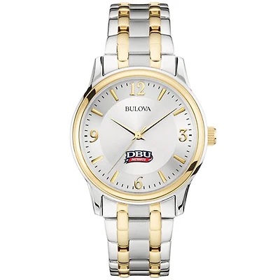 Men's Bulova Silver/Gold Dallas Baptist Patriots Two-Tone Stainless Steel Watch