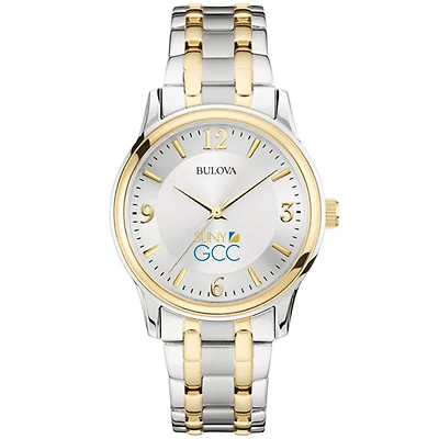 Men's Bulova  Silver/Gold SUNY Genesee Community College Two-Tone Stainless Steel Watch